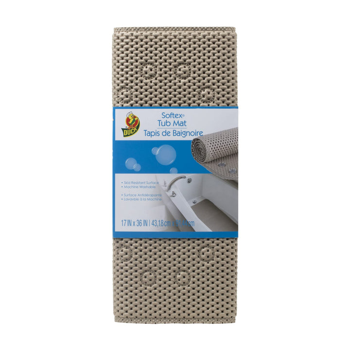 Brand Softex Bath Mat for Tubs, Machine Washable, 17 x 36 Inches, Taupe, Skid Resistant (442097)