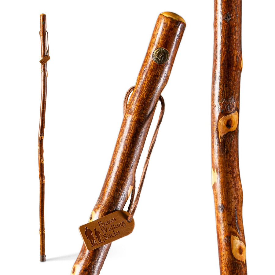 Free Form Hawthorn Wood Walking Stick Hiking Trekking Pole, 48 Inch, Made in the USA