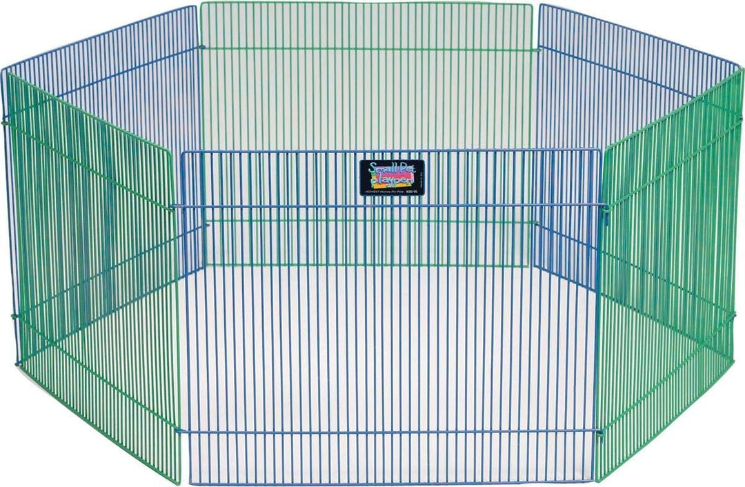 Small Animal Pet Playpen/Exercise Pen, Blue and Green,1 Count (Pack of 1), Small Animal Playpen.