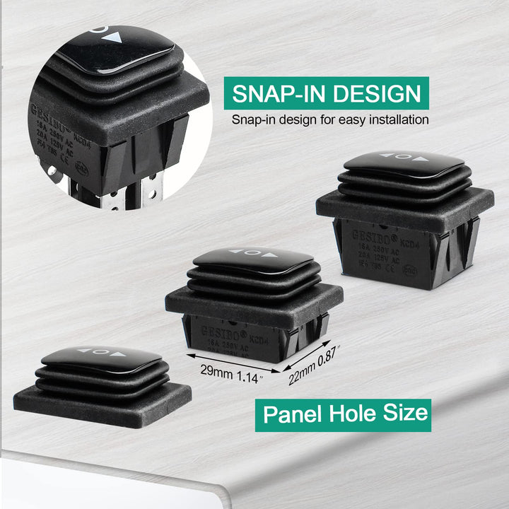 QTEATAK DC 12V 10A 6 Pin 3 Position (ON)-Off-(ON) AC 11