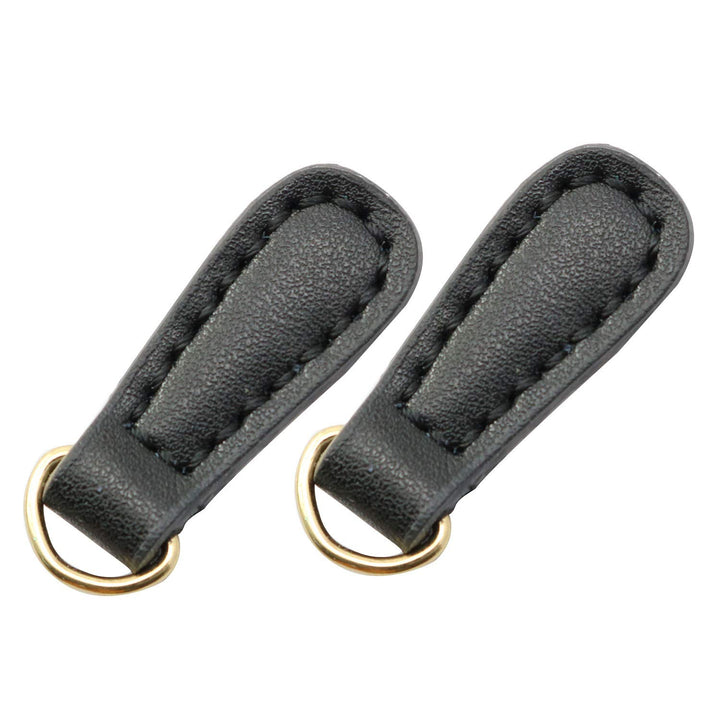 2pcs Genuine Leather Zipper Pulls Black Pull Strap Cord Zipper Pullers Durable Boot Jacket Bag Purse Accessories