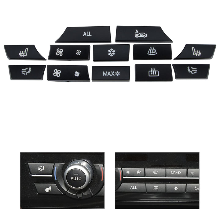 Air Conditioning Button Covers 12PCS, A/C Heater Key Caps Switch Cover Replacement Repair Kit for 5 6 7 F10 F01 F12 61319313923