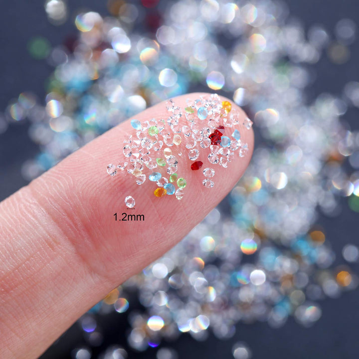 11520 Pieces 1.2 mm Mini Crystals Micro Pixie Nail Rhinestones DIY Crystal Gems Stones Glass Sand Rhinestones for Home Beauty Salon Nail Decorations (White, Iridescent, Silver, Gold)