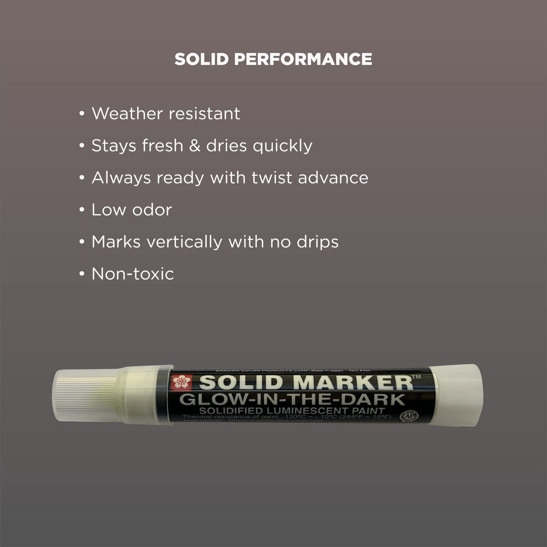 SAKURA Solid Glow-In-the-Dark Paint Markers - Permanent Marker Paint Pens - Window, Wood, &amp; Glass Marker - Glow In the Dark Paint - 1 Pack