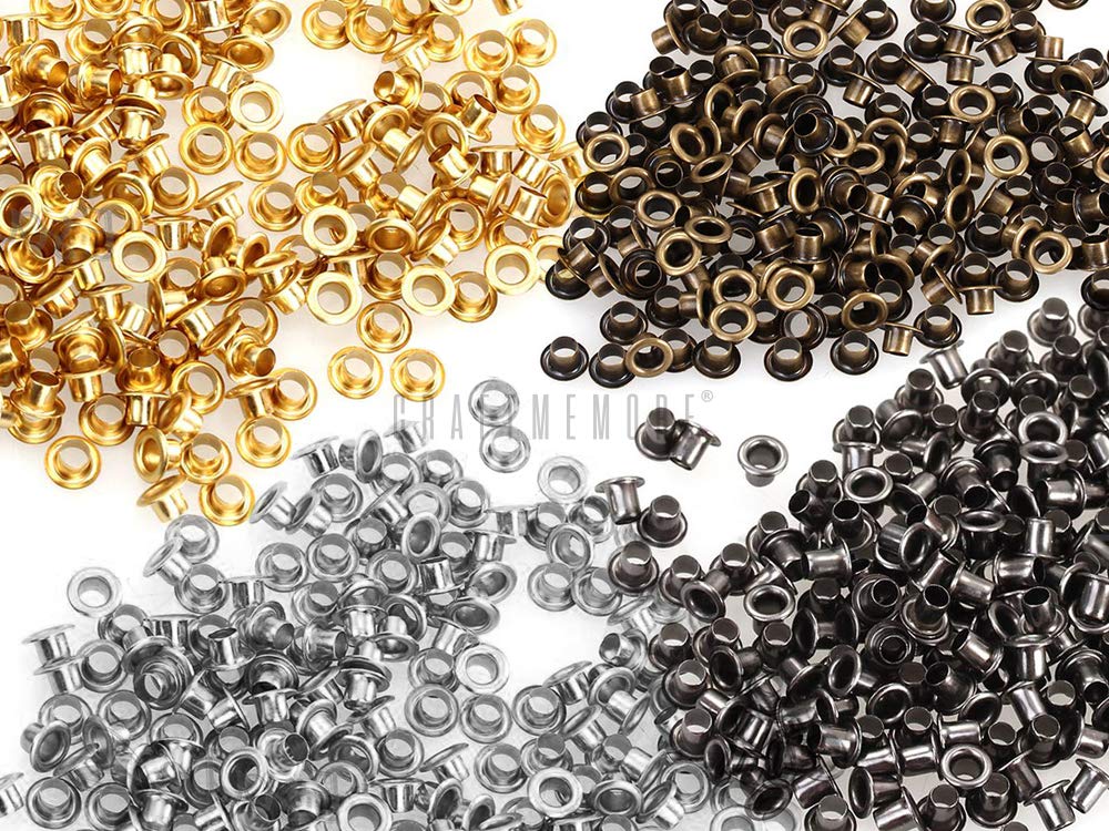 2MM Hole 200PCS Tiny Grommets Eyelets Self Backing for Bead Cores, Clothes, Leather, Canvas (Antique Brass)