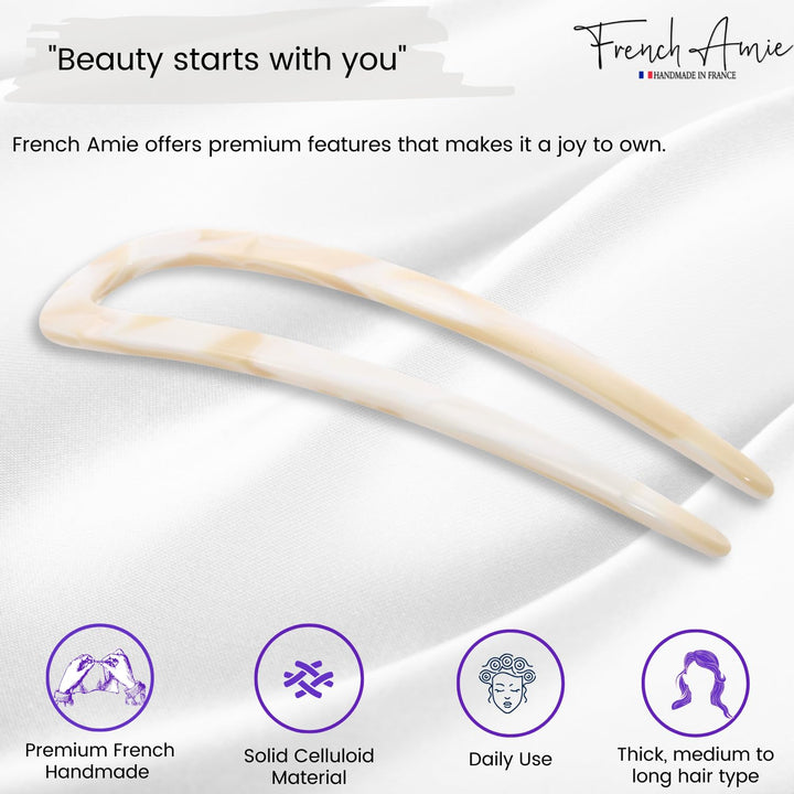 Ivory White Cream Handmade Large Cellulose Acetate Chignon Bun Holder U Hair Pin Stick (Ivory white cream)