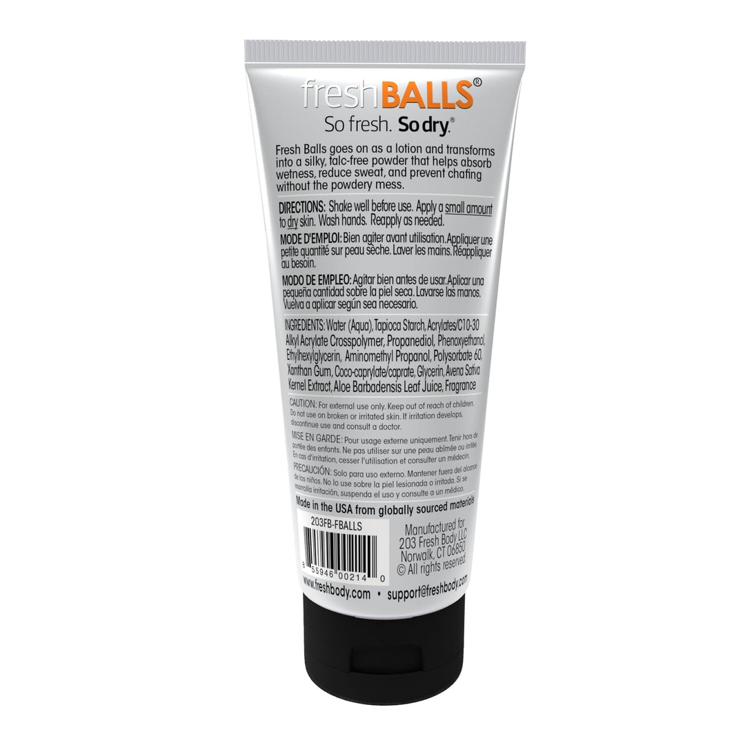 Fresh BALLS Lotion - Men&#39;s Anti-Chafing Soothing Cream to Powder - Ball Deodorant and Hygiene for Groin Area - The Original Anti Chafe Cream for Men, 3.4 fl oz