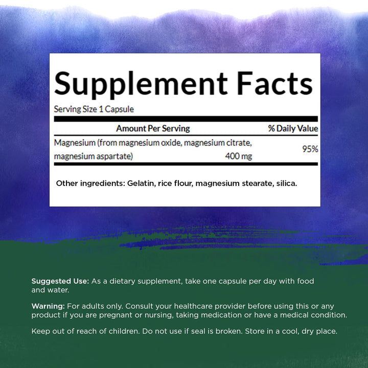 Swanson Triple Magnesium Complex - Mineral Supplement - Natural Support - Featuring Citrate, Oxide & Aspartate - (300 Capsules, 400mg Each)