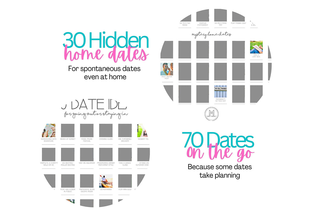 100 Dates Scratch Off Poster for Couples, Couples Bucket List, Date Night Ideas, Gifts, Book Wedding Poster, Engagement w/ Fine Tip Marker (16.14” x 23.25”) - High Gloss White