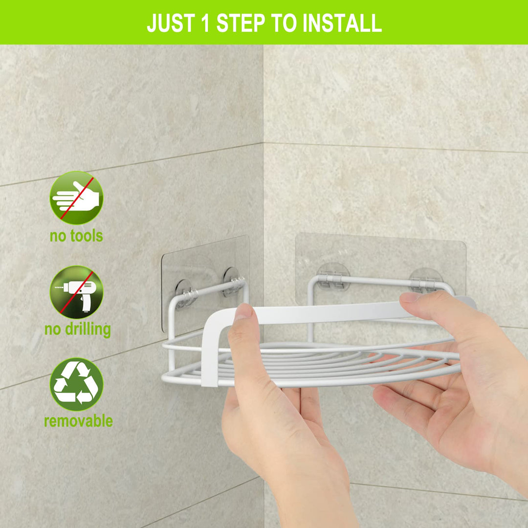 STEUGO 2-Pack Corner Shower with 4 Hooks Adhesive, Bath
