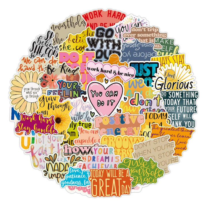 Reward Motivational Sticker Pack of 50 Inspirational Quote Stickers Decals for Laptops Water Bottles Luggage Helmet