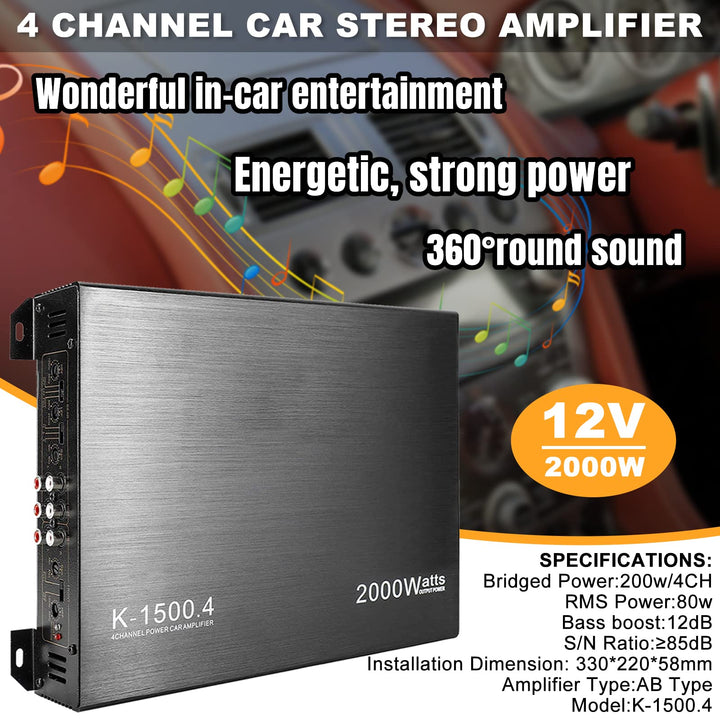 YaeCCC 2000W 4 Channel Amplifier Car Audio Car Amplifie
