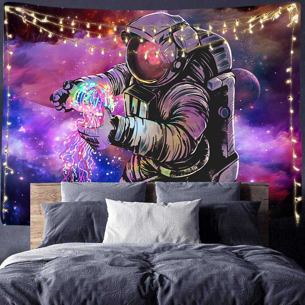 Astronaut Tapestries Wall Tapestry Bohemian Hippie Tapestry Fantasy Space Tapestry Wall Hanging Trippy Galaxy Planet Wall Art For Dorm Decorations
