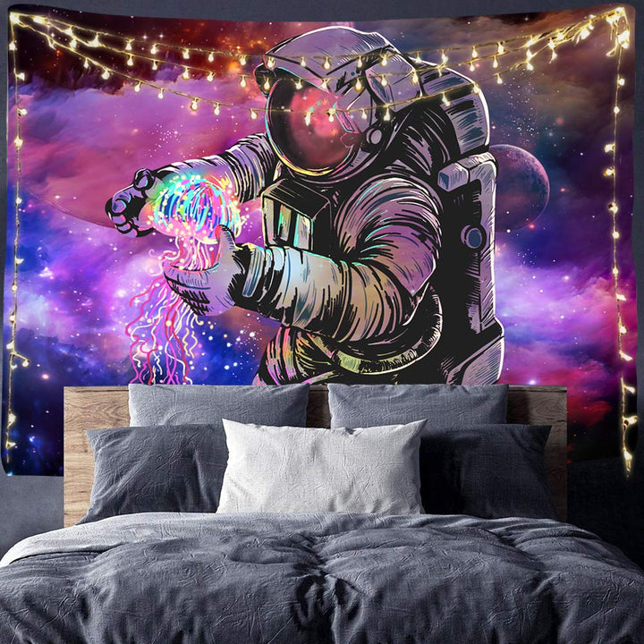 Astronaut Tapestries Wall Tapestry Bohemian Hippie Tapestry Fantasy Space Tapestry Wall Hanging Trippy Galaxy Planet Wall Art For Dorm Decorations