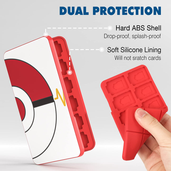 24 Game Card Case Compatible with Nintendo Switch OLED 2021/Switch/Switch Lite, Switch Games Holder case for Switch Game Card &amp; SD Card, Slim &amp; Portable Game Card Storage Box, Pokeball