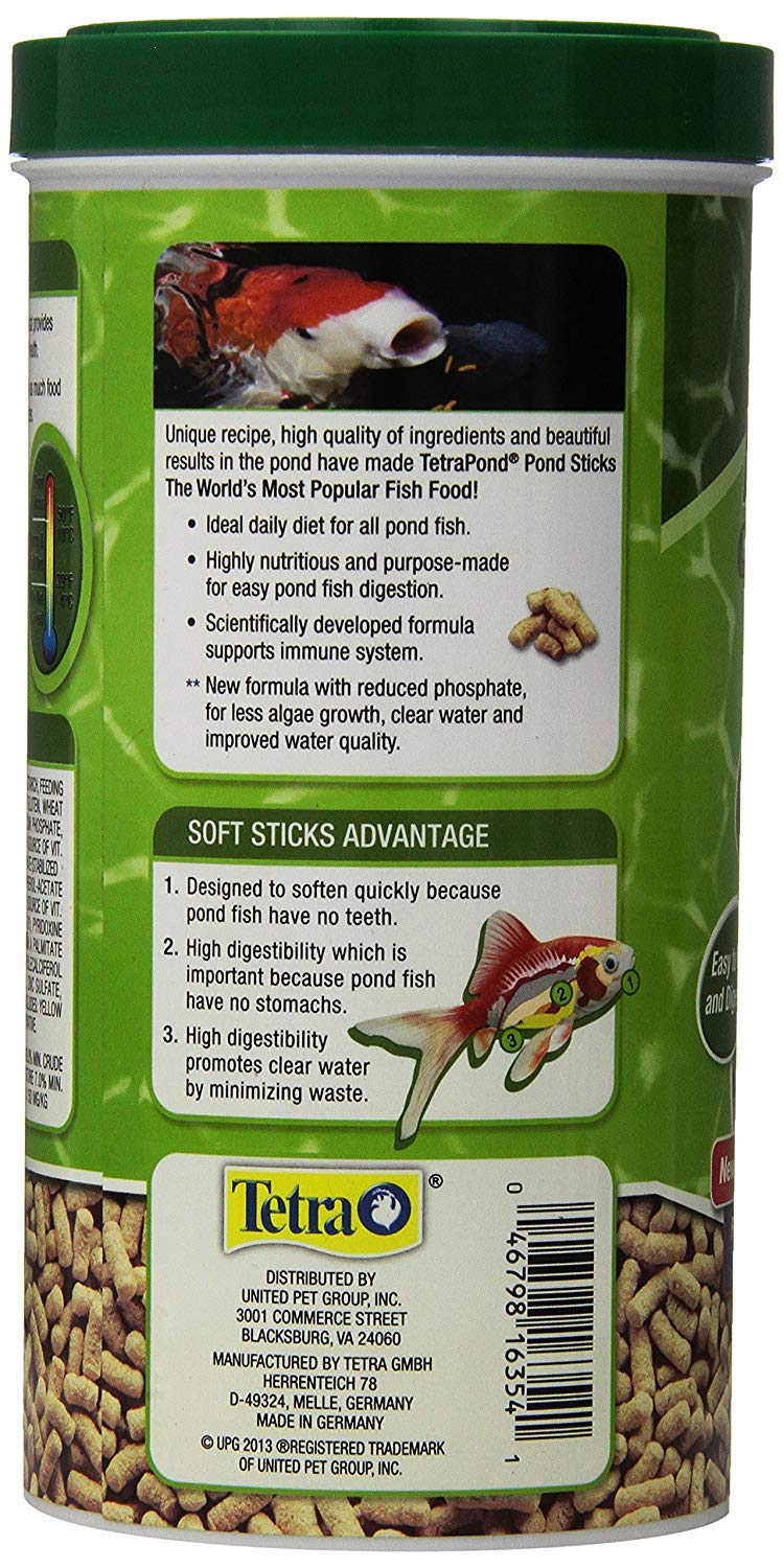 Pond Sticks, Koi Fish &amp; Goldfish Food, Soft Sticks, Easy to Digest Floating Pond Fish Food, 3.53 ounces