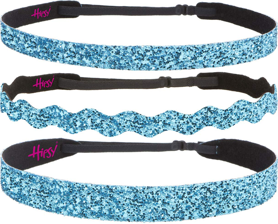 Women&#39;s Adjustable NO SLIP Bling Glitter Headband Mixed 3pk (Teal)