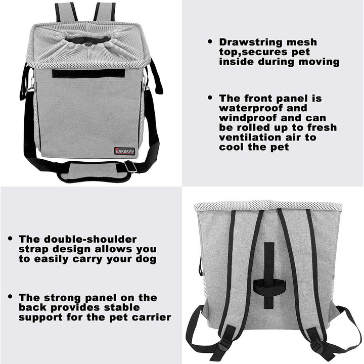 Pet Carrier Bicycle Basket Bag Pet Carrier/Booster Backpack for Dogs and Cats with Big Side Pockets,Comfy &amp; Padded Shoulder Strap,Travel with Your Pet Safety(Grey)