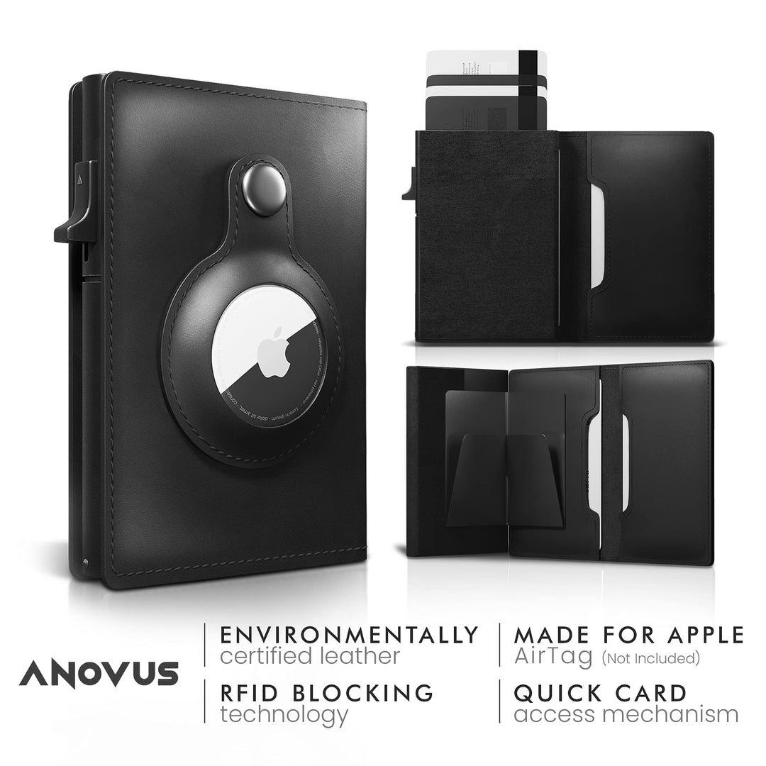 ANOVUS AirTag Wallet (Mocha) | Trackable Wallet with Ai