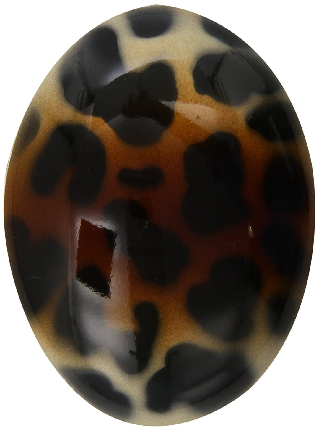 Hand Painted Oval Barrette With Leopard Design And A Brown Over Shadow