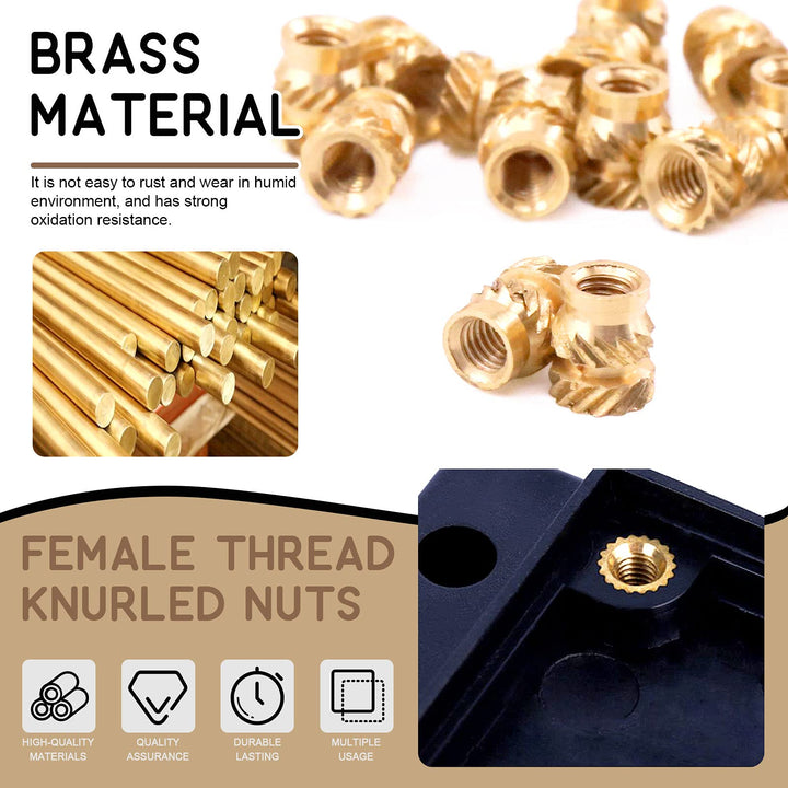 60Pcs M3x8x5mm Brass Nuts Embedment Nut Thread Brass Knurled Nuts Threaded Heat Set Insert Nuts Hydraulic Welded Joint Injection Molding for 3D Printing Injection Molding