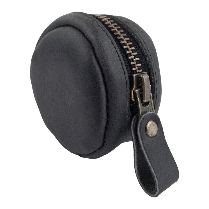 Hide &amp; Drink, Rounded Coin Case, Zippered Wallet, Travel Pouch, Full Grain Leather, Handmade, Bourbon Brown