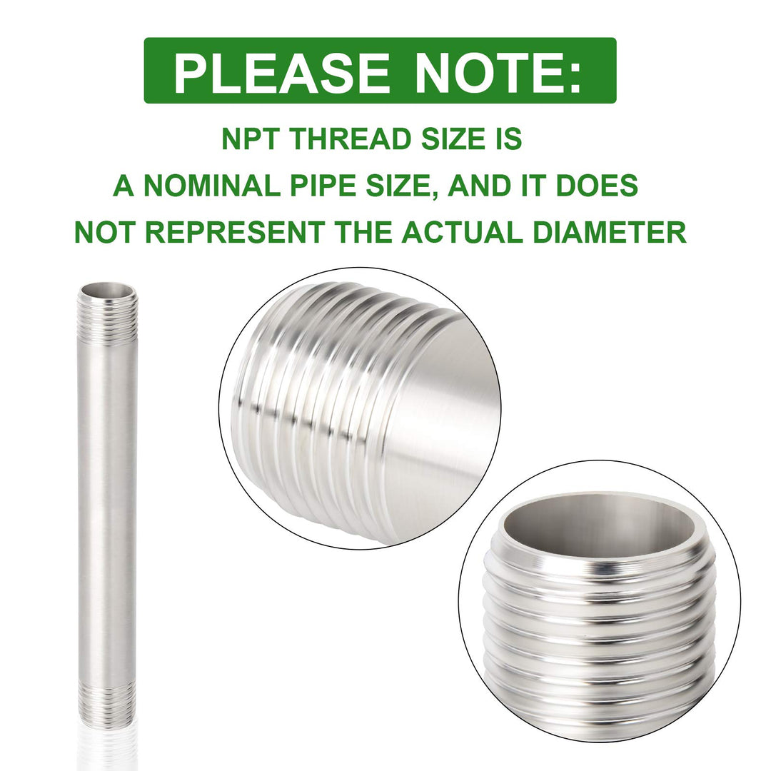 TAISHER 2PCS Stainless Steel Pipe Fittings, 1 NPT x 1 N