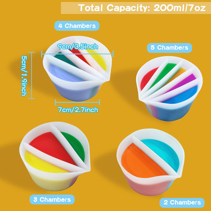 Split Cup for Paint Pouring, Fluid Art Split Cup Acrylic Paint Pour Split Cup Resin Pouring DIY Making Painting Tools Drawing Accessories Reusable Silicone Split Cup with Dividers