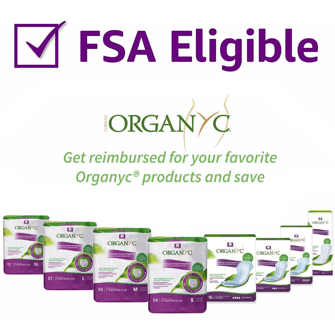 Organyc 100% Organic Cotton Incontinence Pads for Bladd