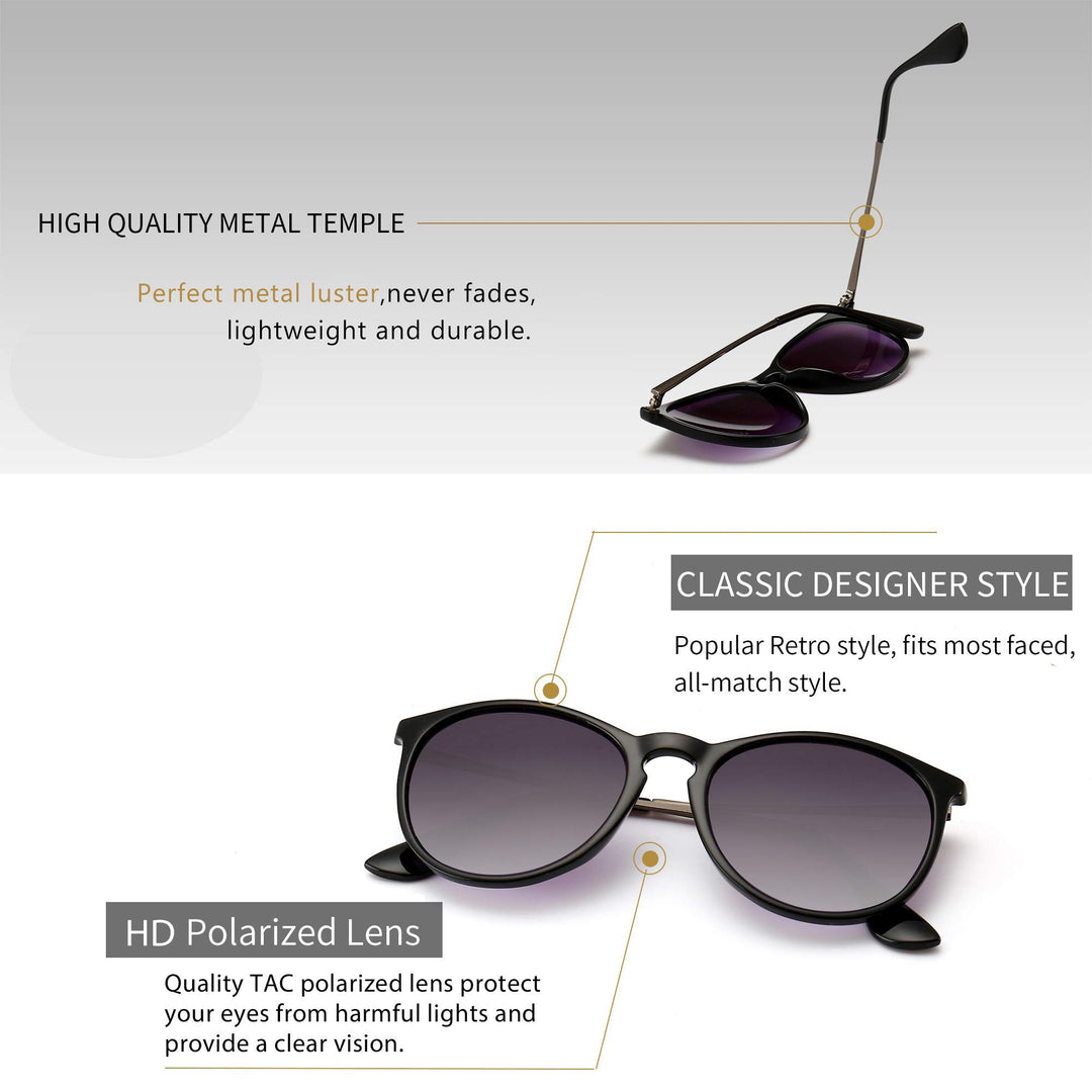 SUNGAIT Vintage Round Sunglasses for Women Men Classic 