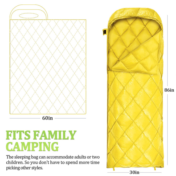 Down Sleeping Bag, 32 Degree F 800 Fill Power Cold Weather Sleeping Bag - Ultralight Compact Portable Waterproof Camping Sleeping Bag with Compression Sack for Adults, Teen, Kids