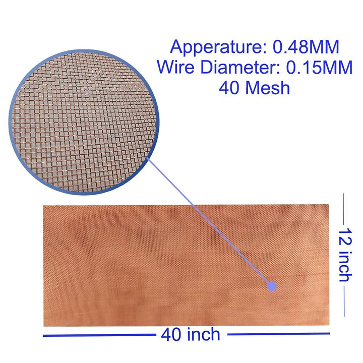 Copper Mesh Copper Wire Mesh Screen 12 x 40 - 99.9% Pure Copper #40 Mesh, Aperture 0.48m Copper Mesh Cloth Fine Mesh