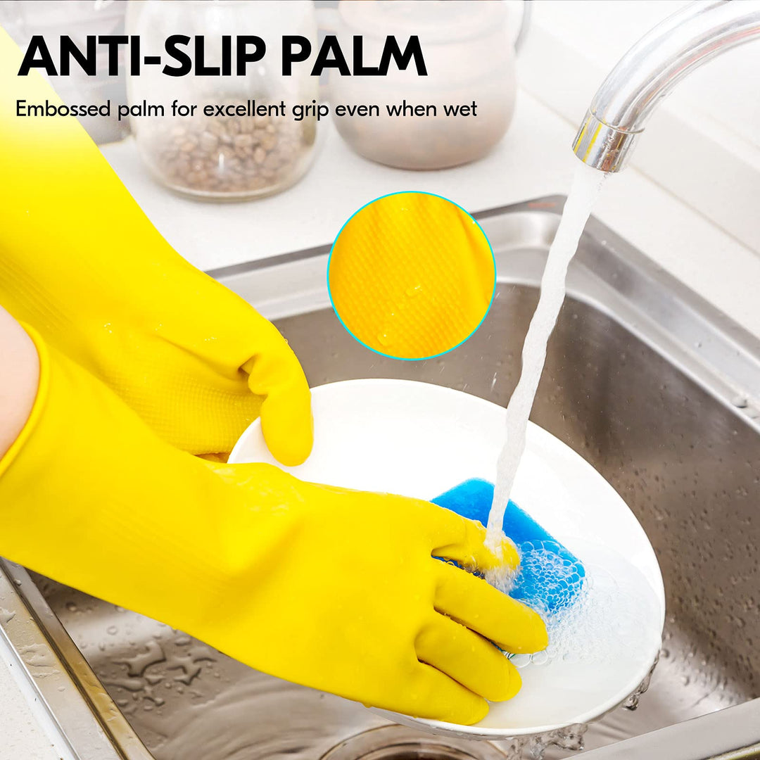 Vgo... 1-Pair Reusable Household Gloves, Rubber Dishwas