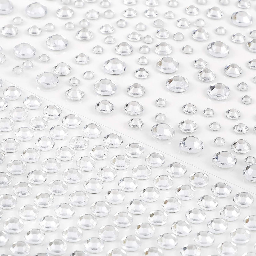 1725pcs Face Gems Rhinestones Stickers, Self Adhesive Face Jewels Stickers, 3/4/5/6 MM Stick on Rhinestones for Face, Hair, Craft, Nail, Clothes, Shoes