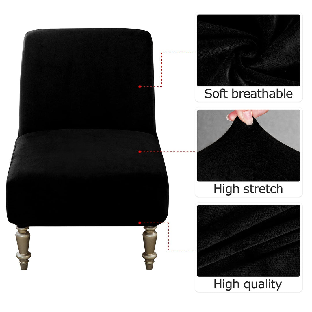 Armless Accent Slipper Chair Covers,Stretch Armless Chair Slipcover Removable Velvet Fabric Non-Slip Silp Cover for Accent Chair Without Arms Furniture Protector for Living Dining Room Hotel…