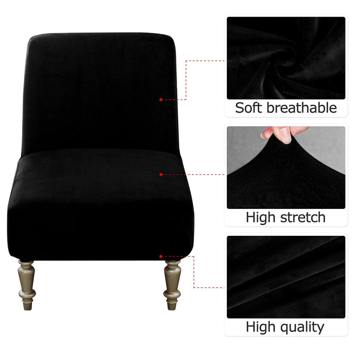 Armless Accent Slipper Chair Covers,Stretch Armless Chair Slipcover Removable Velvet Fabric Non-Slip Silp Cover for Accent Chair Without Arms Furniture Protector for Living Dining Room Hotel…