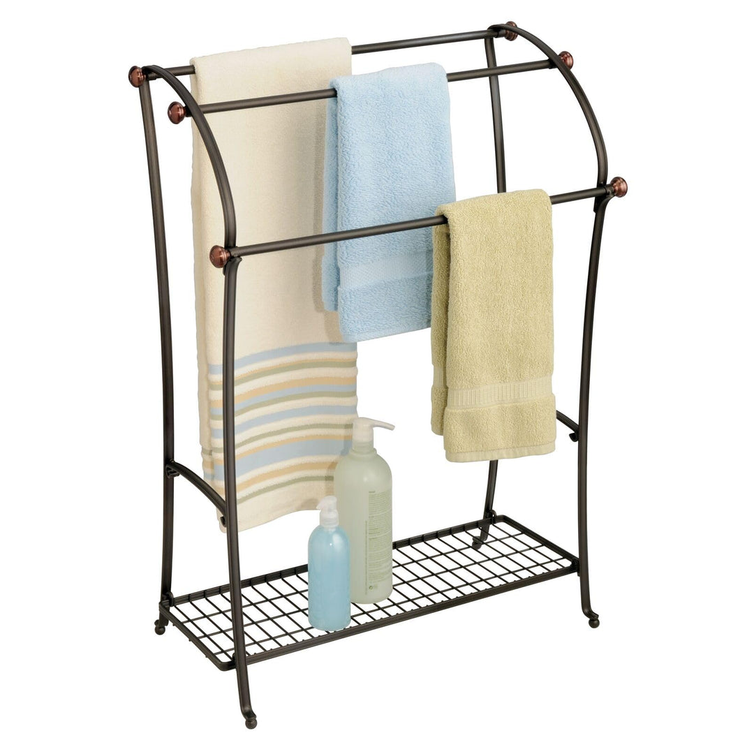 mDesign Large Standing Metal Bathroom Towel Holder Stan