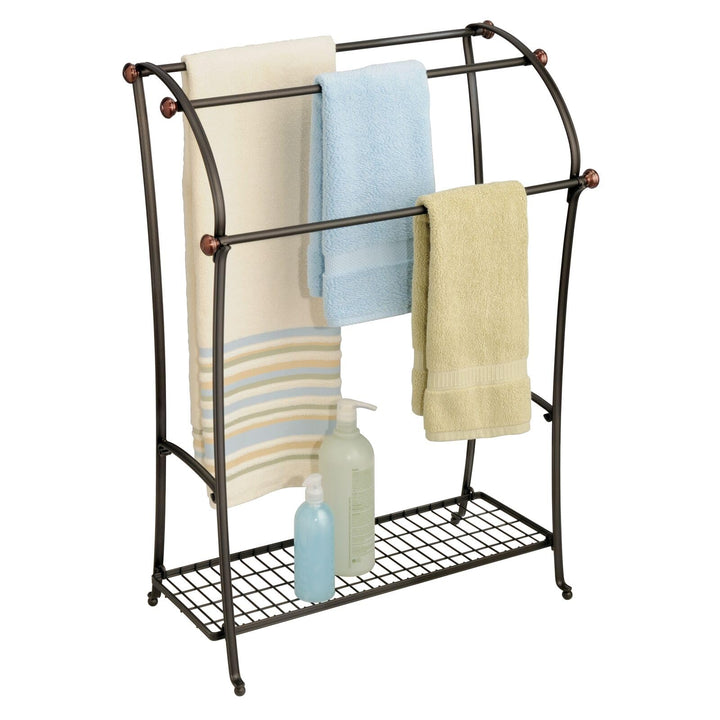 mDesign Large Standing Metal Bathroom Towel Holder Stan