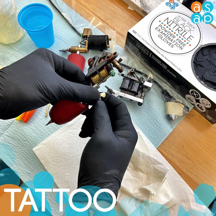 Black Nitrile Powder Free Examination Gloves, Disposable, 4 mil, Black (X-Large - Box of 100)