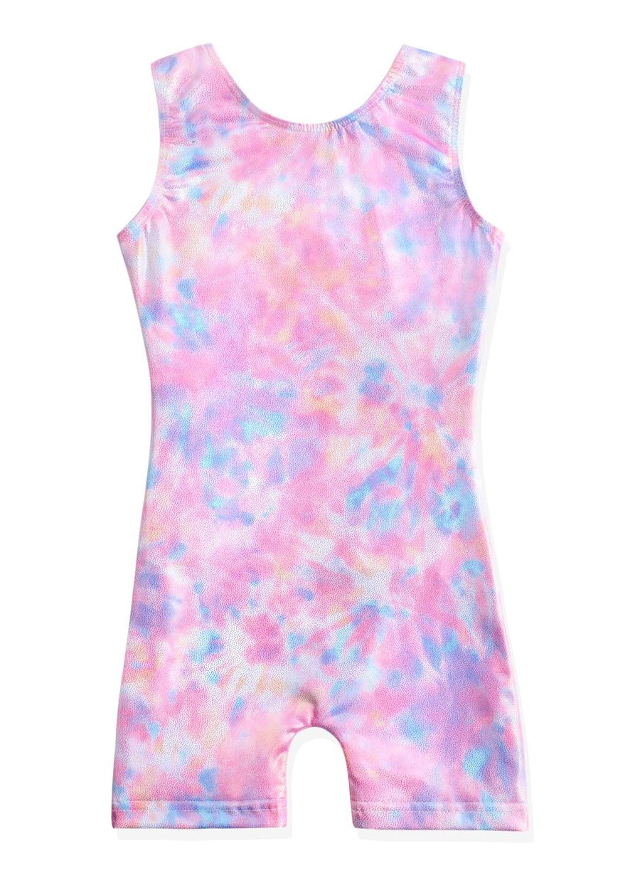 Gymnastics Leotards for Girls Size 7-8 Sparkly Outfits Apparel Clothes Clothing Biketard Pink Pinkish Blue Purple Multicolored Colorful Tie Dye