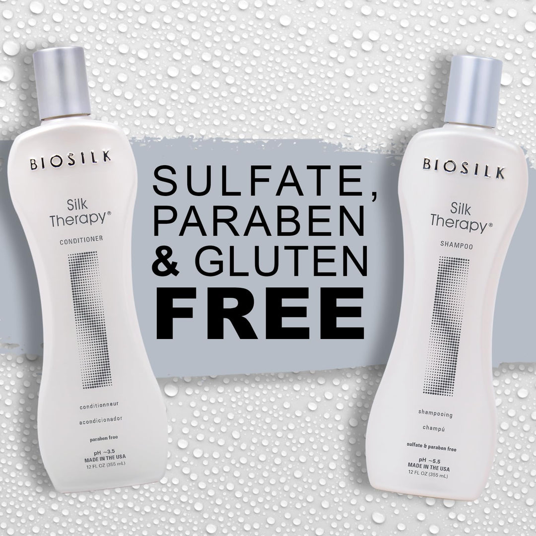 Silk Therapy Duo Set Shampoo &amp; Conditioner, Gentle Cleansing Haircare For Amazing Shine, Sulfate, Paraben, &amp; Cruelty-Free, 12 Oz (Pack of 2)