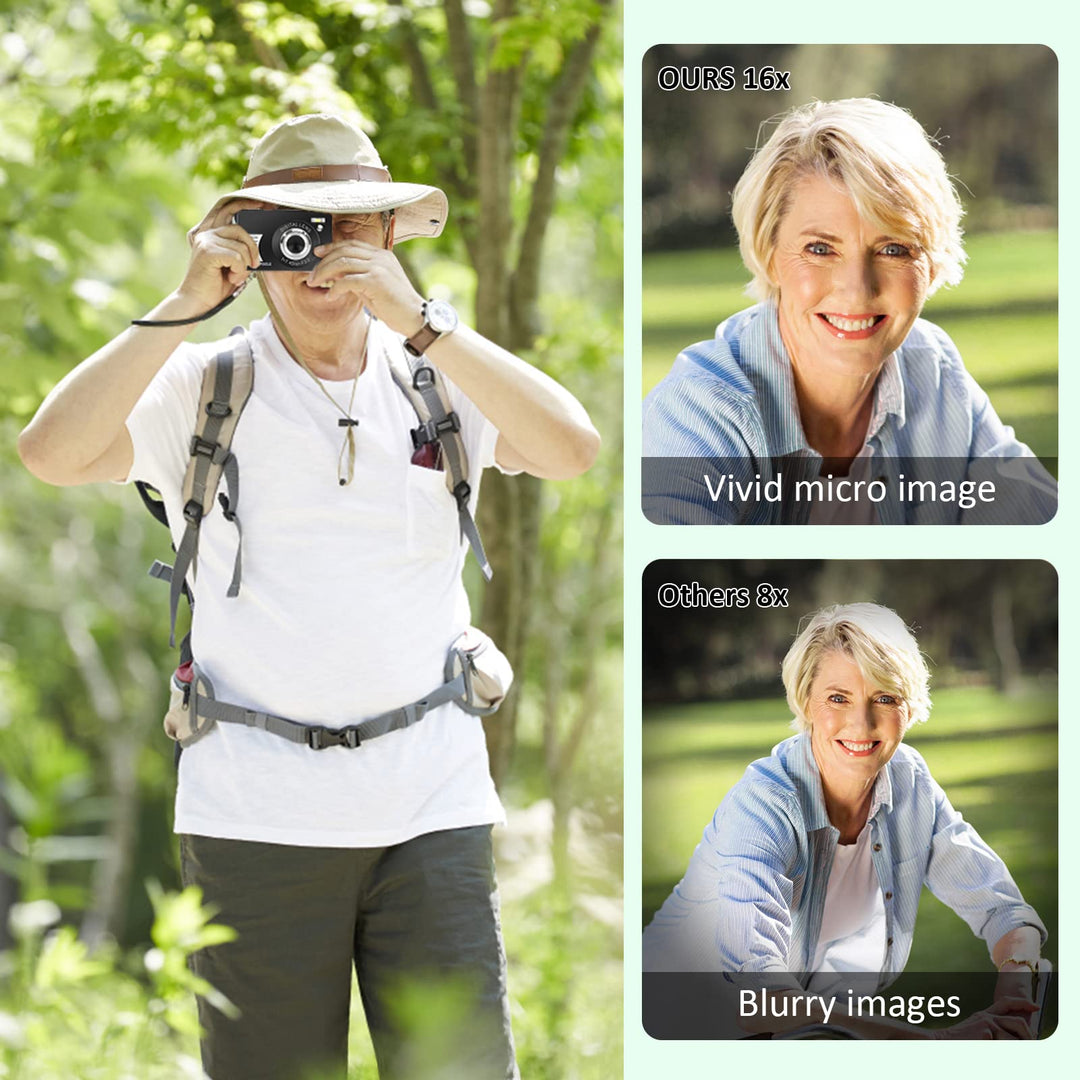 Digital Cameras - HD Compact Camera 48MP 2.7K Small Portable Camera for Teens with 16X Digital Zoom Mini Camera with 32 GB SD Card and 2 Batteries (Black), DC9black