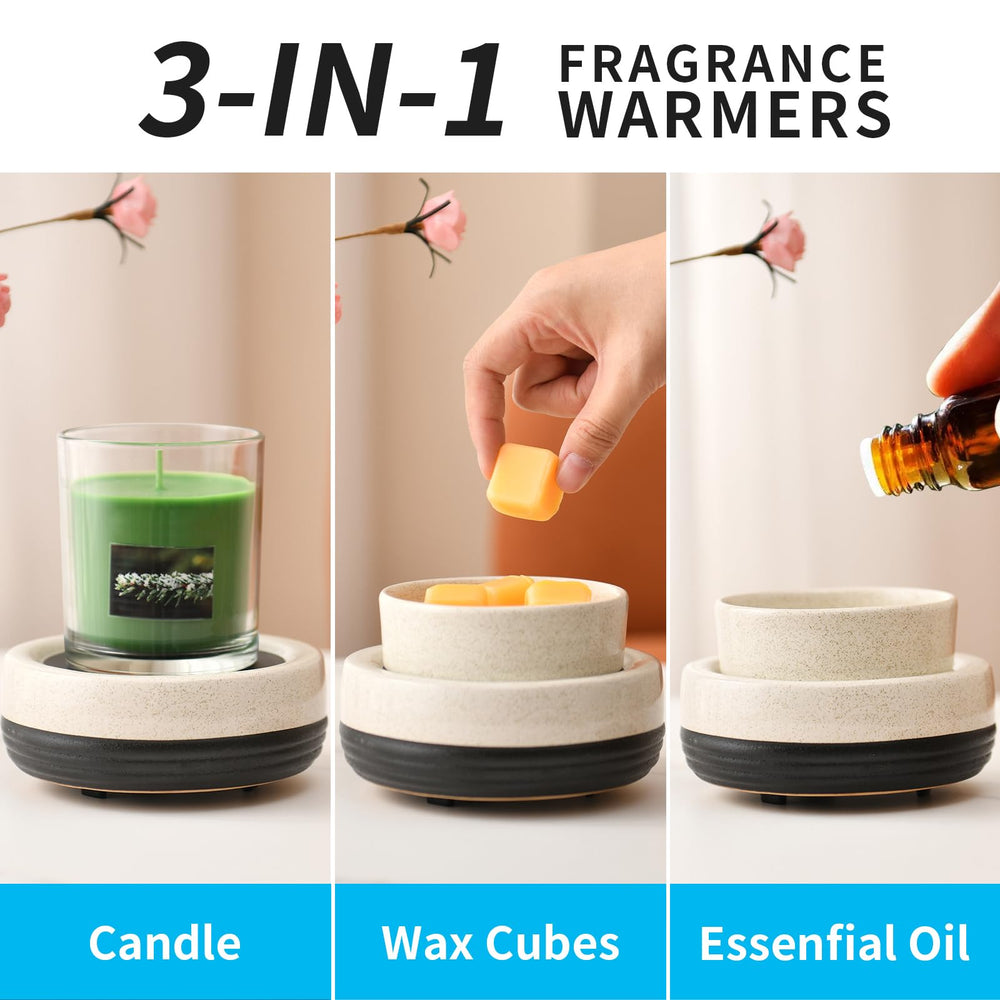 Ceramic Candle Wax Warmer Wax Melt Warmer Wax Melter for Scented Wax, Yankee Jar Candles or Oil Candle Wax Burner Gifts for Home Office Decor Women as Gifts for Mom Grandma Women Girls