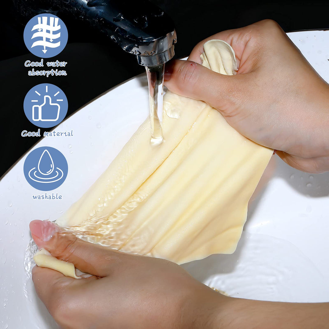 10 Pieces Chamois Pottery Tools Chamois Cloth Pottery Trimming mud Tools Pre Cut Drying Natural Car Soft Small Leather Chamois Ceramic Craft Supplies for Pot Rim Smoothing Pottery (4.7 x 3.1 Inch)