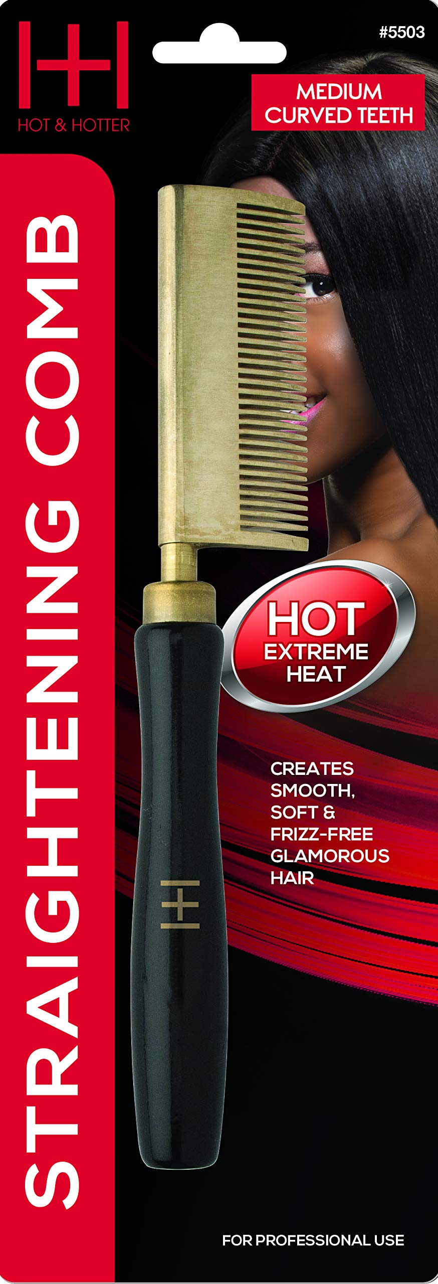 Straightening Comb, Med Teeth, Curved