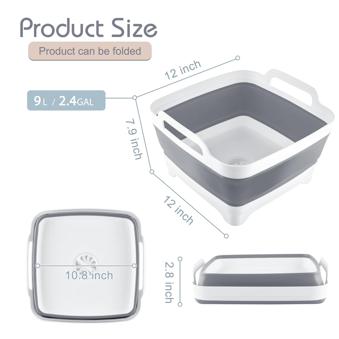 Goderewild 2.4 Gal(9L) Collapsible Dish Basin with Drai