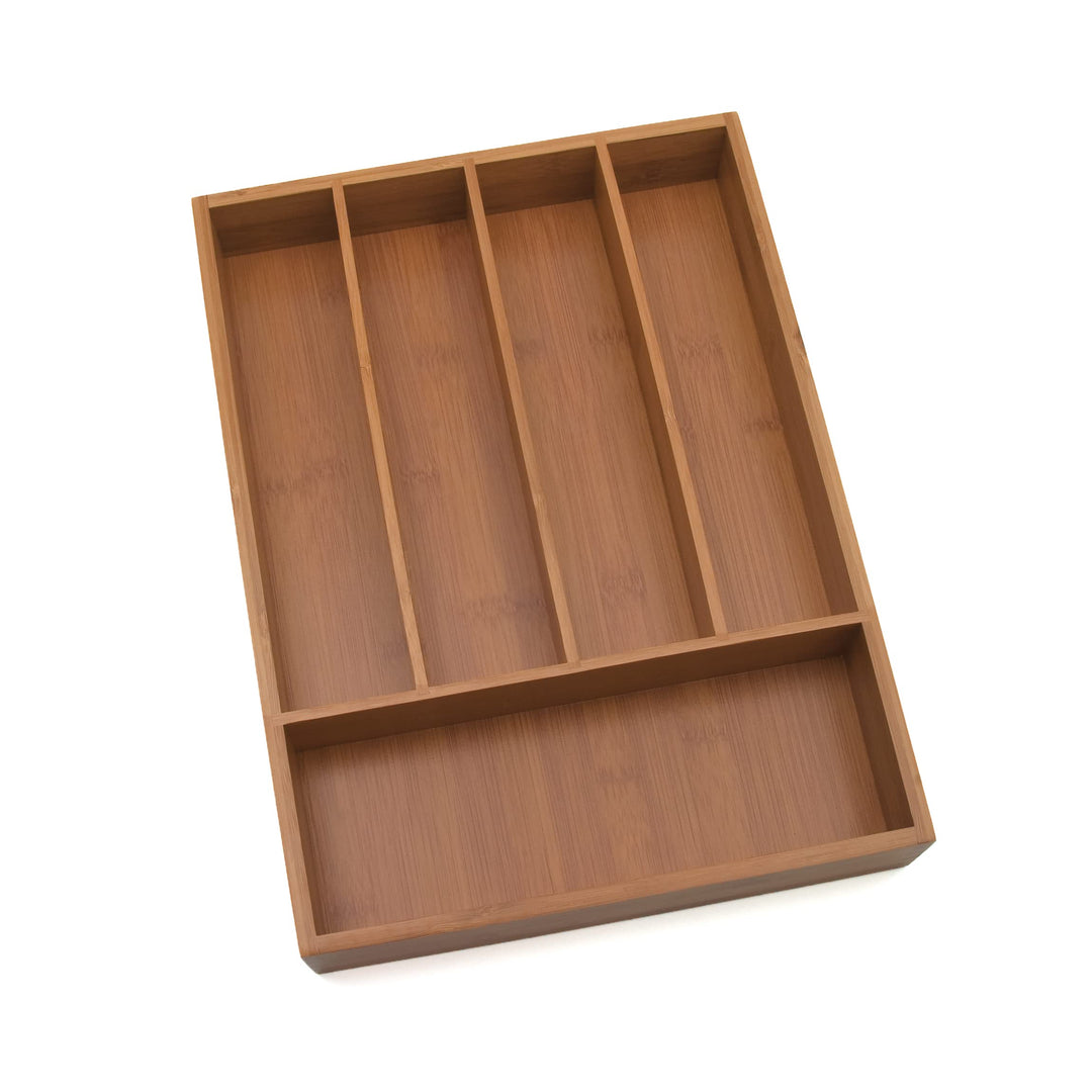 8876 Bamboo Wood Flatware Organizer, 5 Compartments, 10 1/2 x 14 x 2