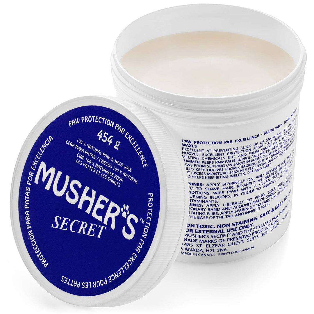 Musher&#39;s Secret Dog Paw Wax 454 g (16 oz) - Moisturizing Dog Paw Protector Paw Balm That Creates an Invisible Barrier to Heal Dry Cracked Dog Paws - Vitamin E &amp; Food-Grade Ingredients - Dog Foot Balm