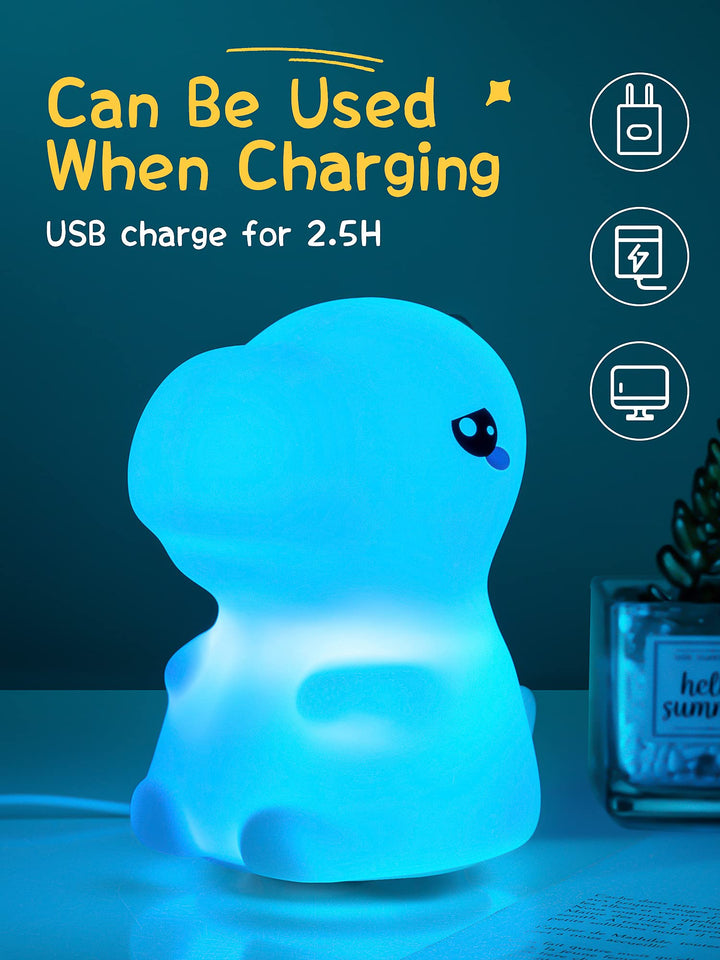 Cute Kids Night Light Night Lamp Night Lights for Kids Bedroom Toddler Baby Portable Silicone Battery Led Nightlight Nursery (Dinosaur)