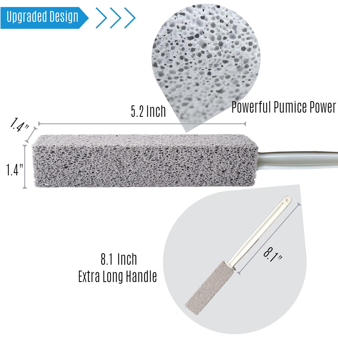 Pumice Stone Brush Toilet Bowl Cleaner with Extra Long Handle, Pumice Stone Toilet Cleaning - Fit for Cleans Limescale, Hard Water Rings, Tiles, Iron and Rust, Household Cleaning,2 Pack